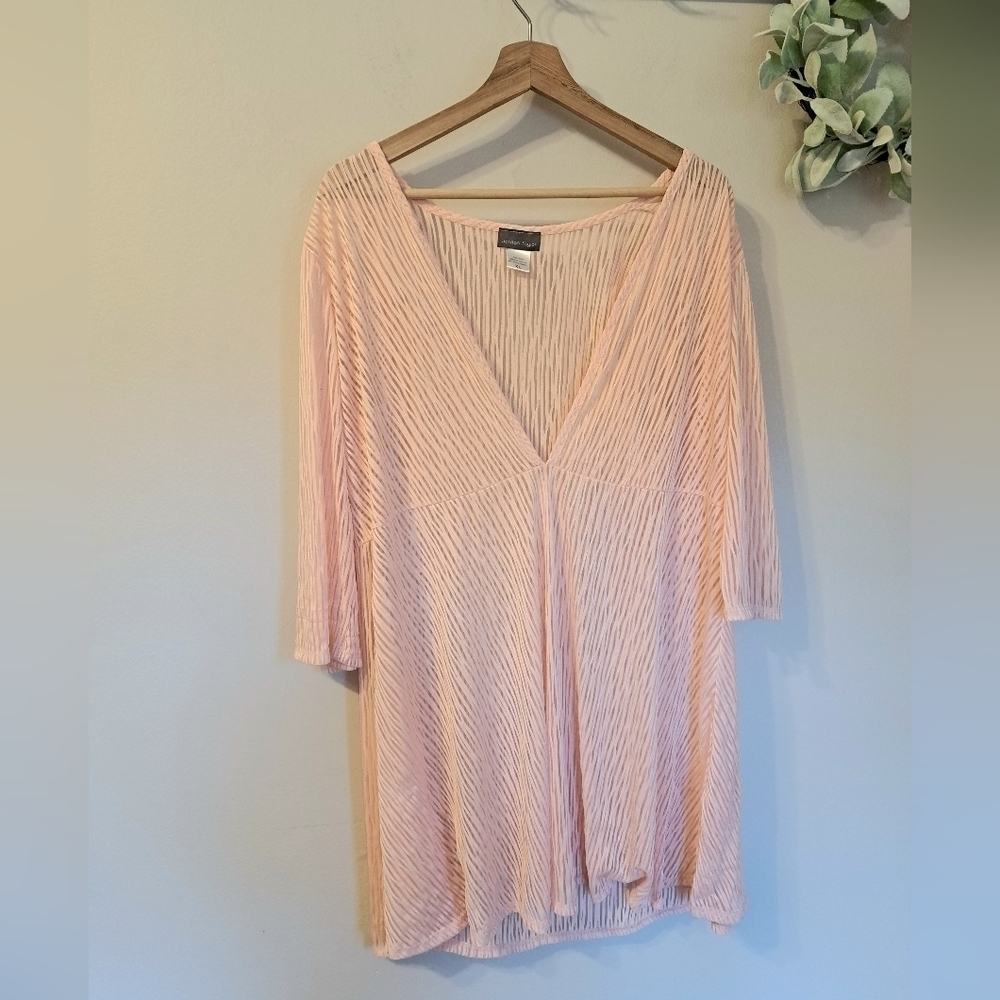 JORDAN Taylor Pink Sheer Swimsuit Cover Up V-neck Size XL